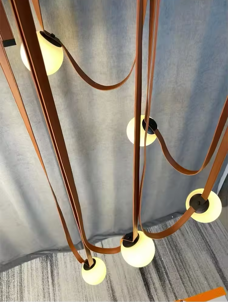 Modern Leather Designer Belt Chandelier-Nordic Ceiling Light - Velvet&Vigor