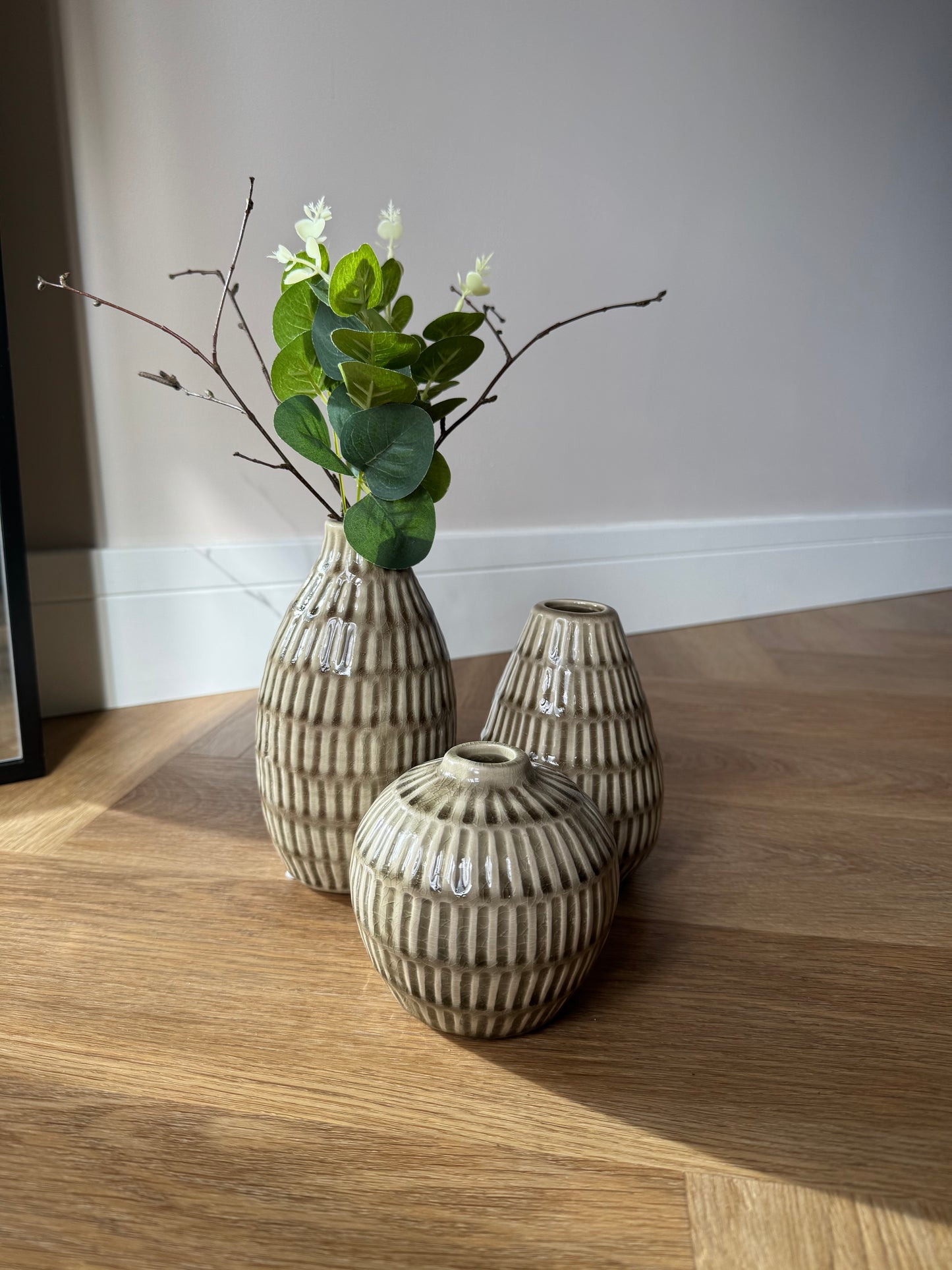 Boho Striped Ceramic Vase Set