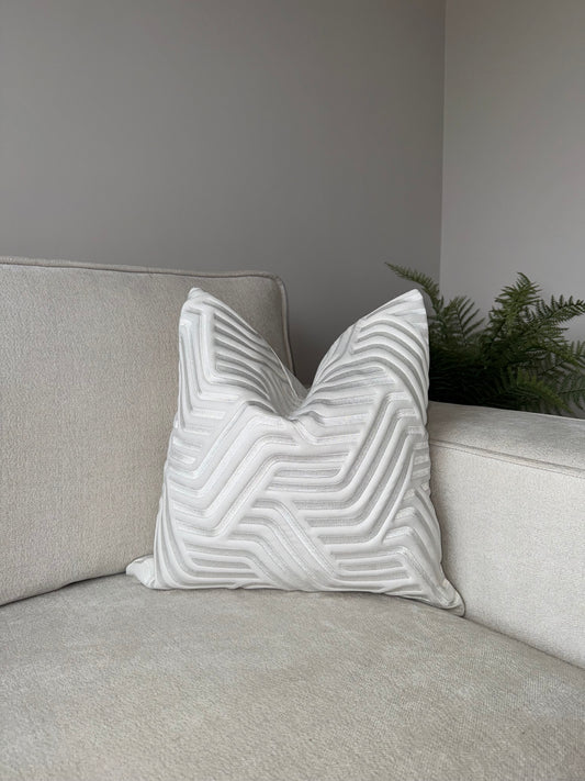 Handmade Luxury Cushion-45x45-White;Taupe-Unique Home Decor-Velvet & Vigor