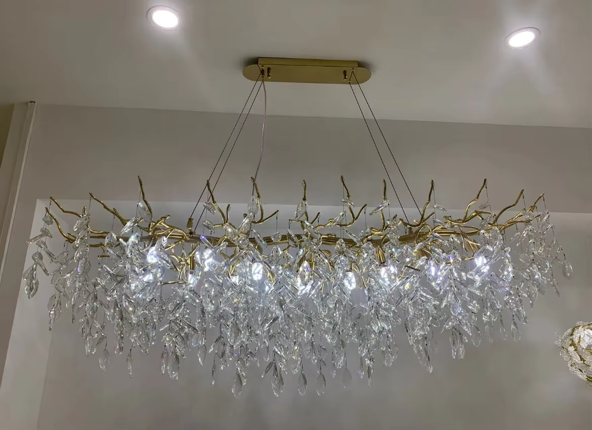 Luxury Gold Crystal LED Chandeliers | Living/Dining Room Lighting - Velvet&Vigor