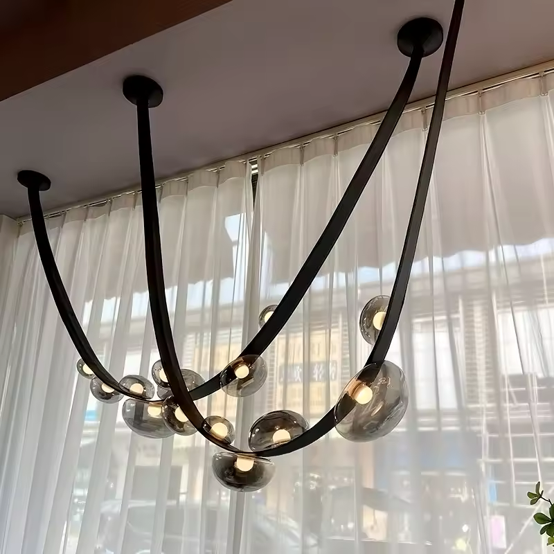 Leather Belt Glass LED Ceiling Chandelier | Minimalist Home Decor - Velvet&Vigor
