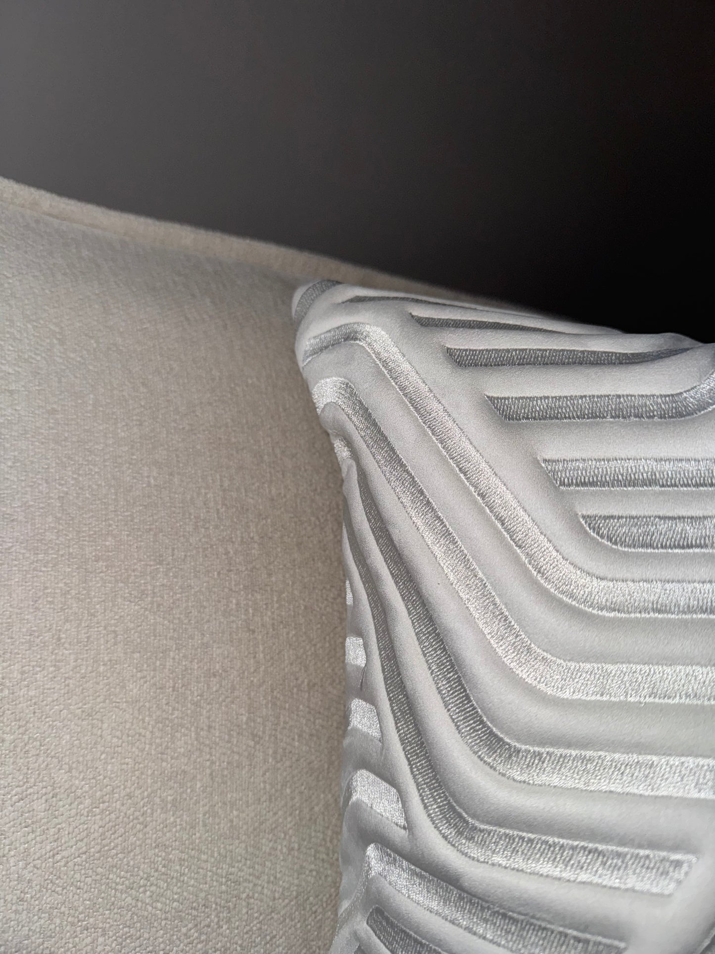 Handmade Luxury Cushion-45x45-White;Taupe-Unique Home Decor-Velvet & Vigor