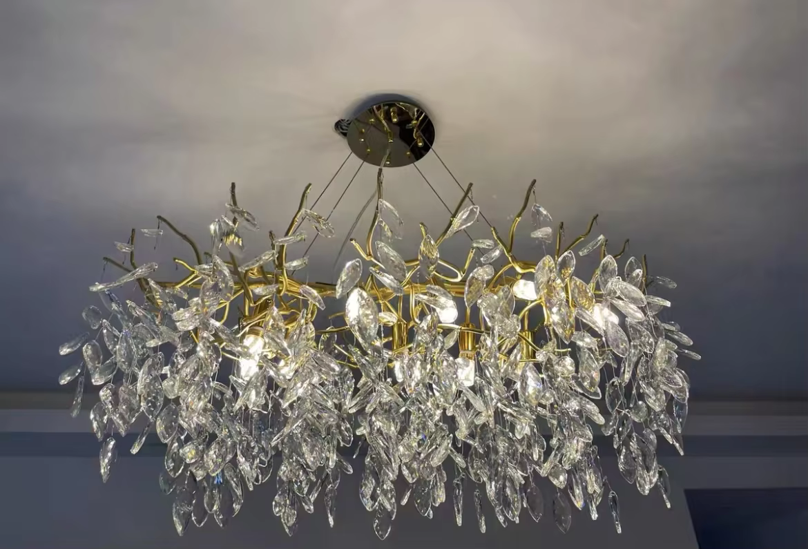 Luxury Gold Crystal LED Chandeliers | Living/Dining Room Lighting - Velvet&Vigor