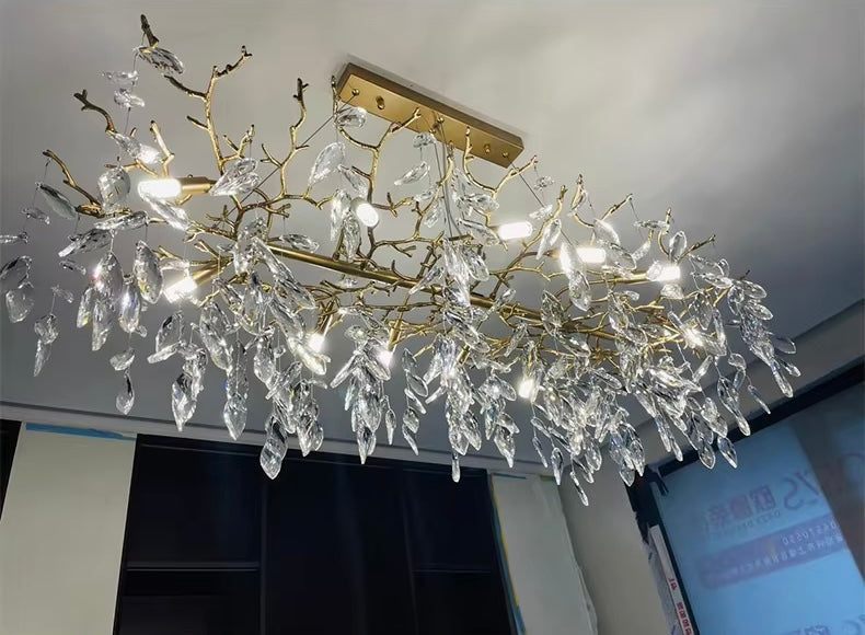Luxury Gold Crystal LED Chandeliers | Living/Dining Room Lighting - Velvet&Vigor