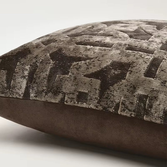 Premium Velvet Cushion Cover, Size 45x45cm, Deep Earth Tones;Brown-Velvet & Vigor