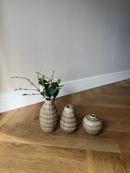 Boho Striped Ceramic Vase Set