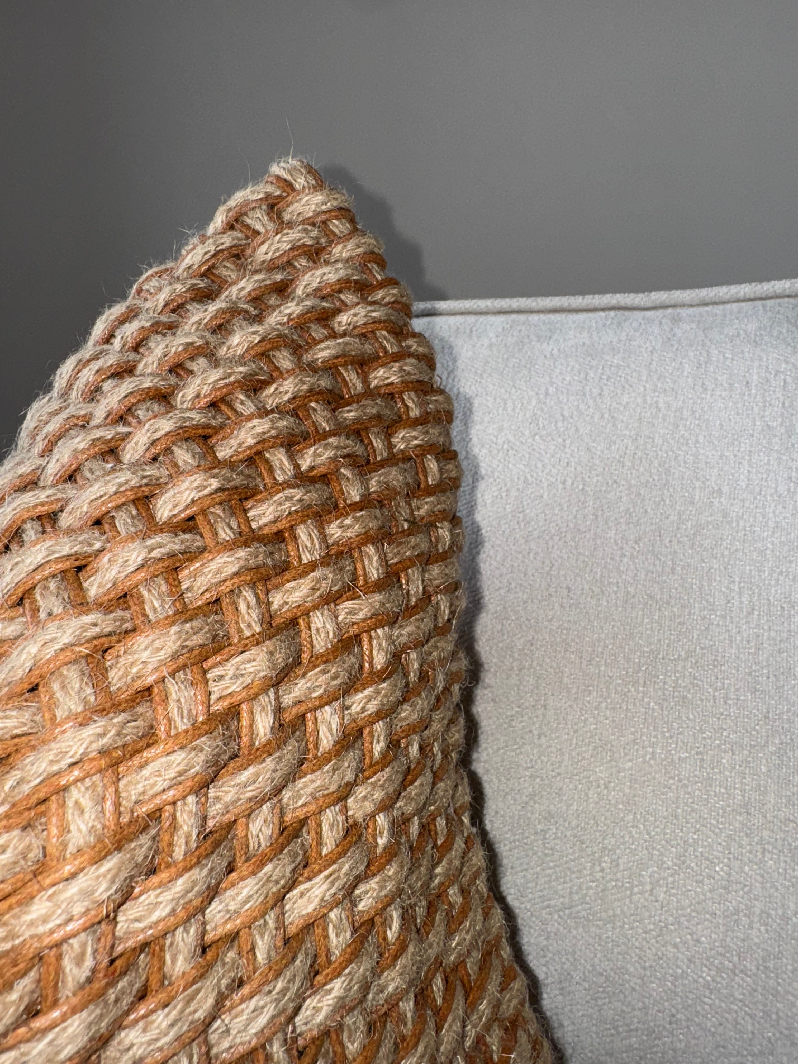 Handwoven Cushion-Brown;Beige-Earth Tones-Luxury Soft Furnishings-50x50cm-Velvet & Vigor