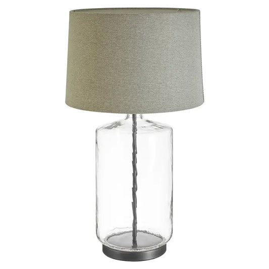 Velvet & Vigor Clear Glass Table Lamp, 62cm, Grey Shade, Modern Lighting
