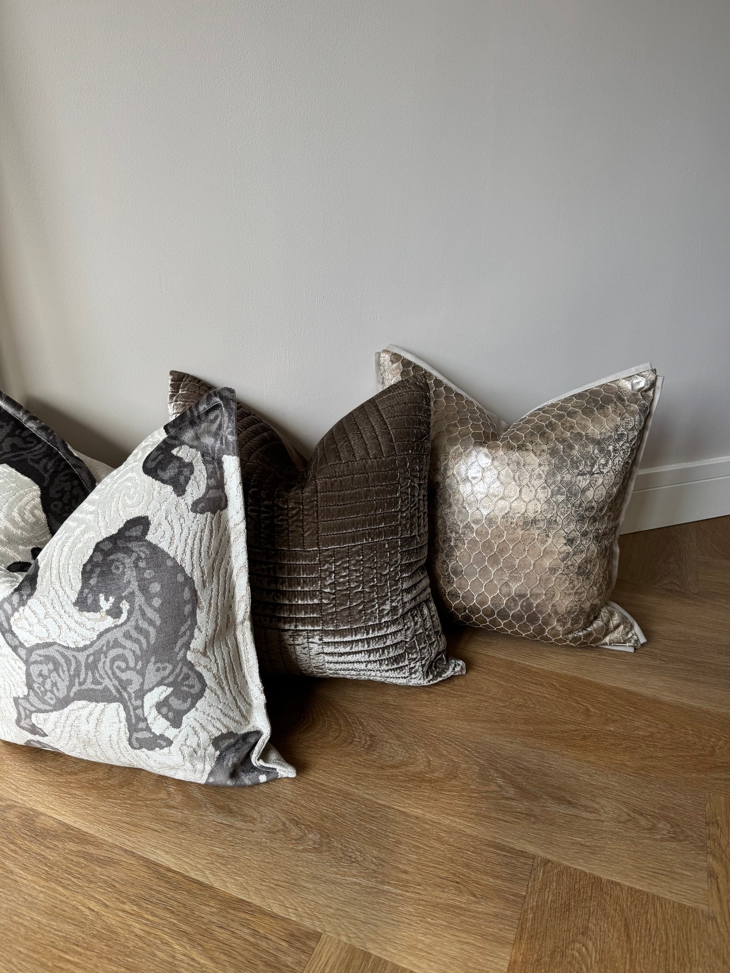 Indira Silk Velvet Cushion-Mink-Luxurious Soft Furnishings-Velvet & Vigor