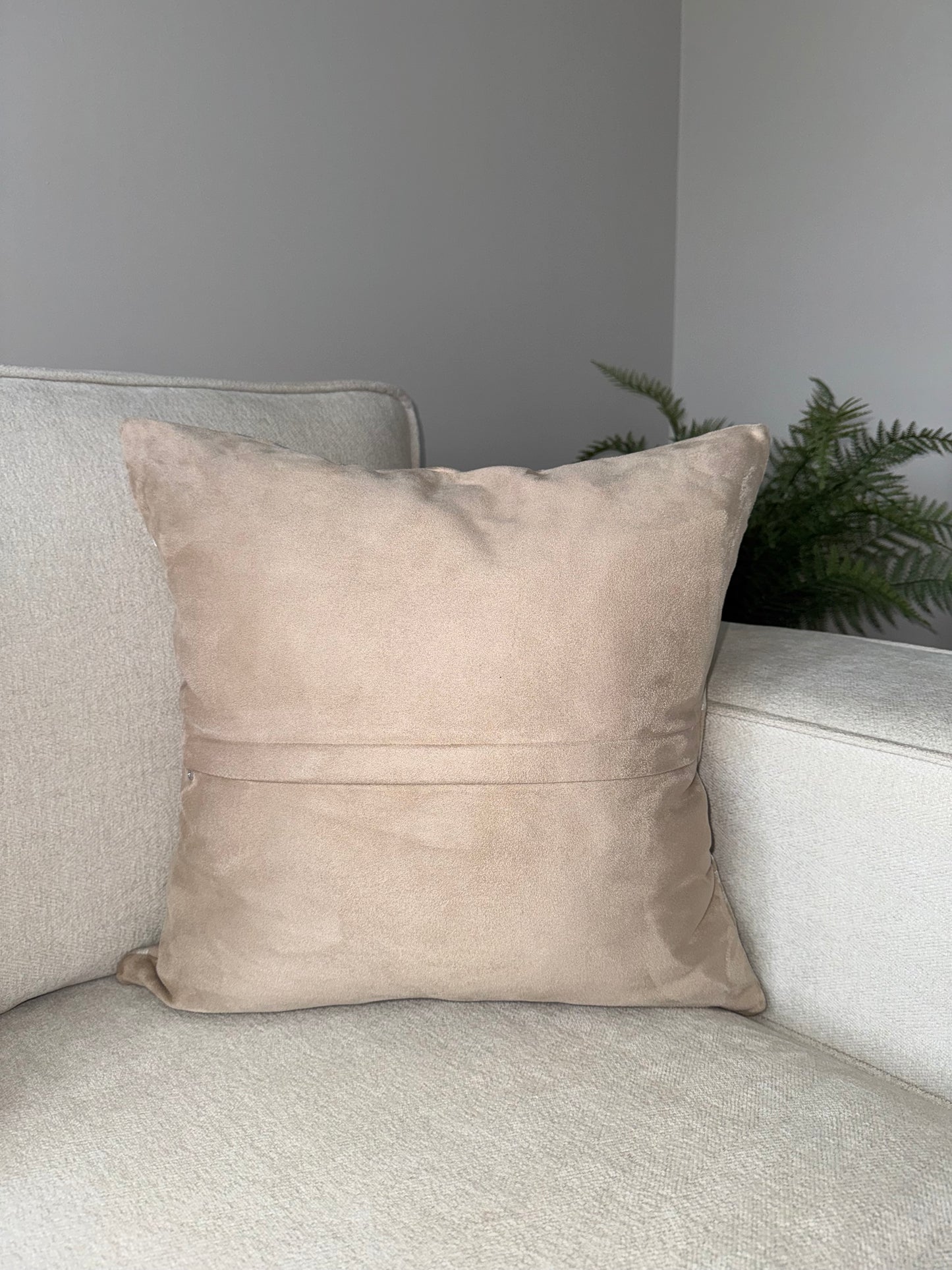 Handmade Luxury Cushion-45x45-White;Taupe-Unique Home Decor-Velvet & Vigor