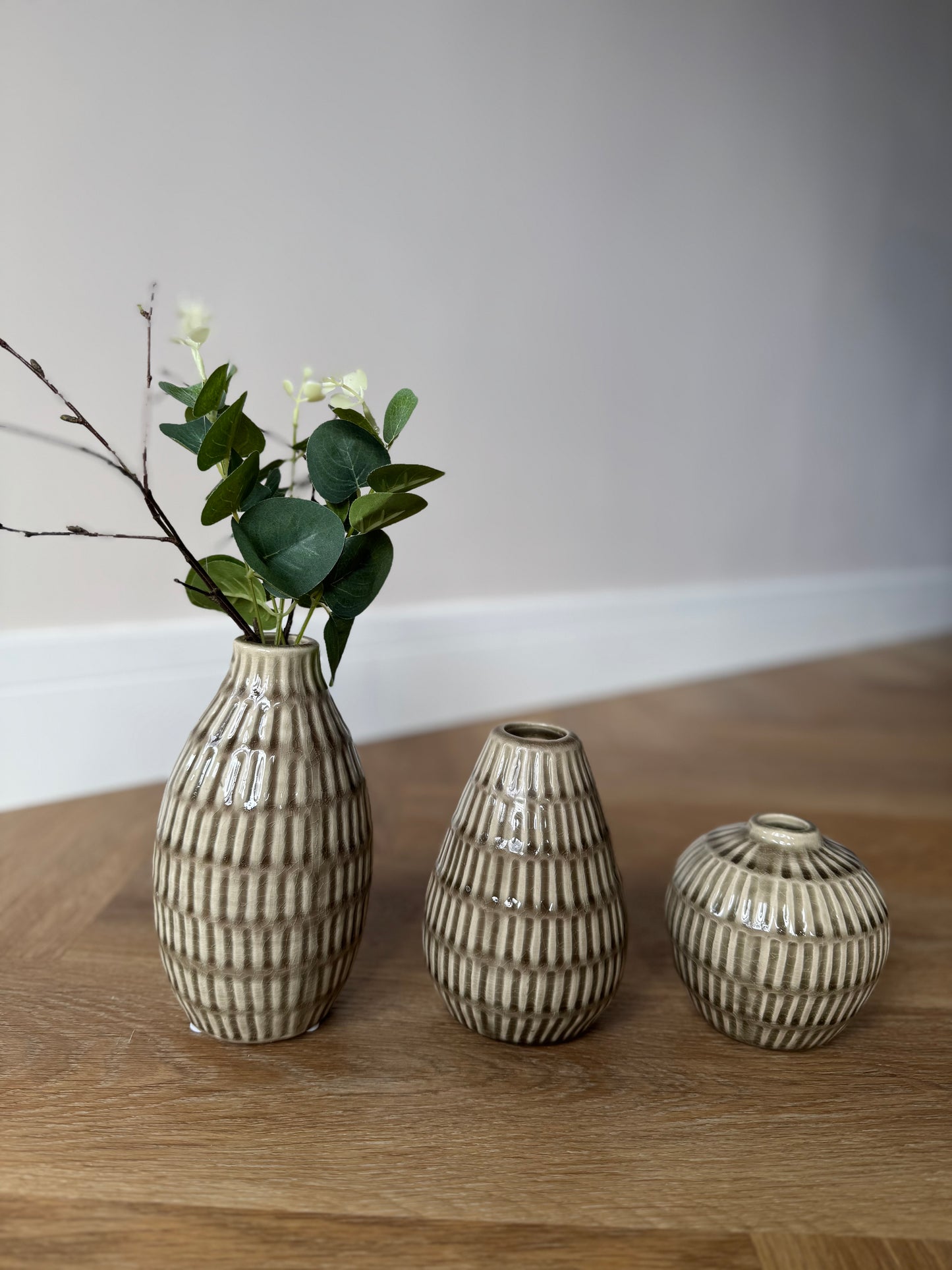 Boho Striped Ceramic Vase Set