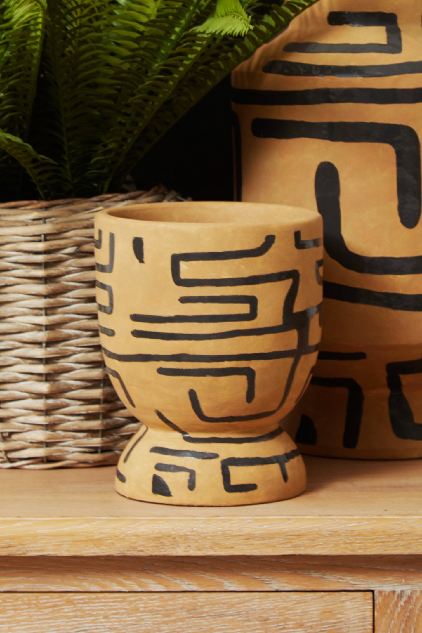 Handmade Earthware Vase-Abstract Print-H41cm-Unique Home Decor-Velvet & Vigor