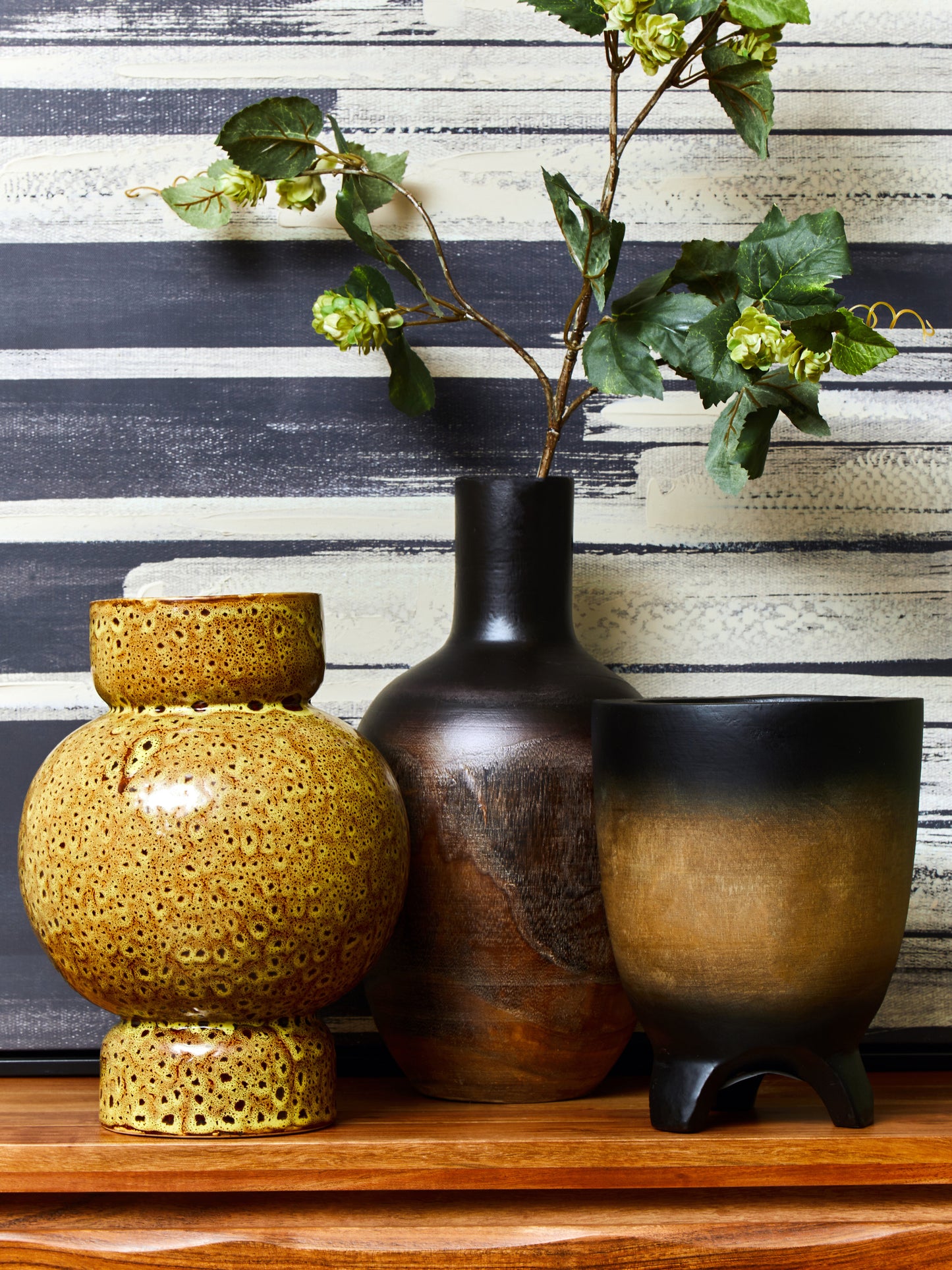 Velvet & Vigor Ceramic Vase-Brown;Ochre-Unique Home Decor