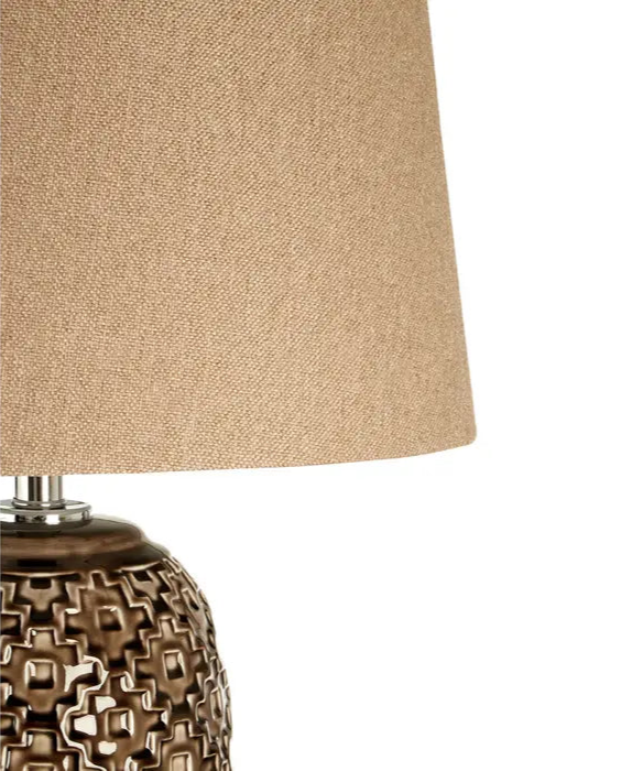 Unique Table Lamp-Grey, Brown Shade, 70cm-Velvet & Vigor