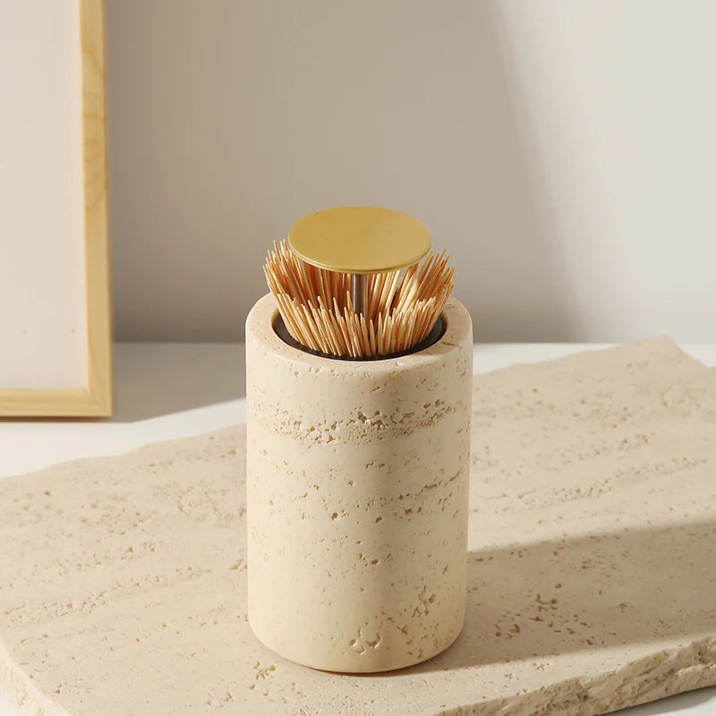 Marble Toothpick Holder-Modern Bathroom Storage-Velvet & Vigor