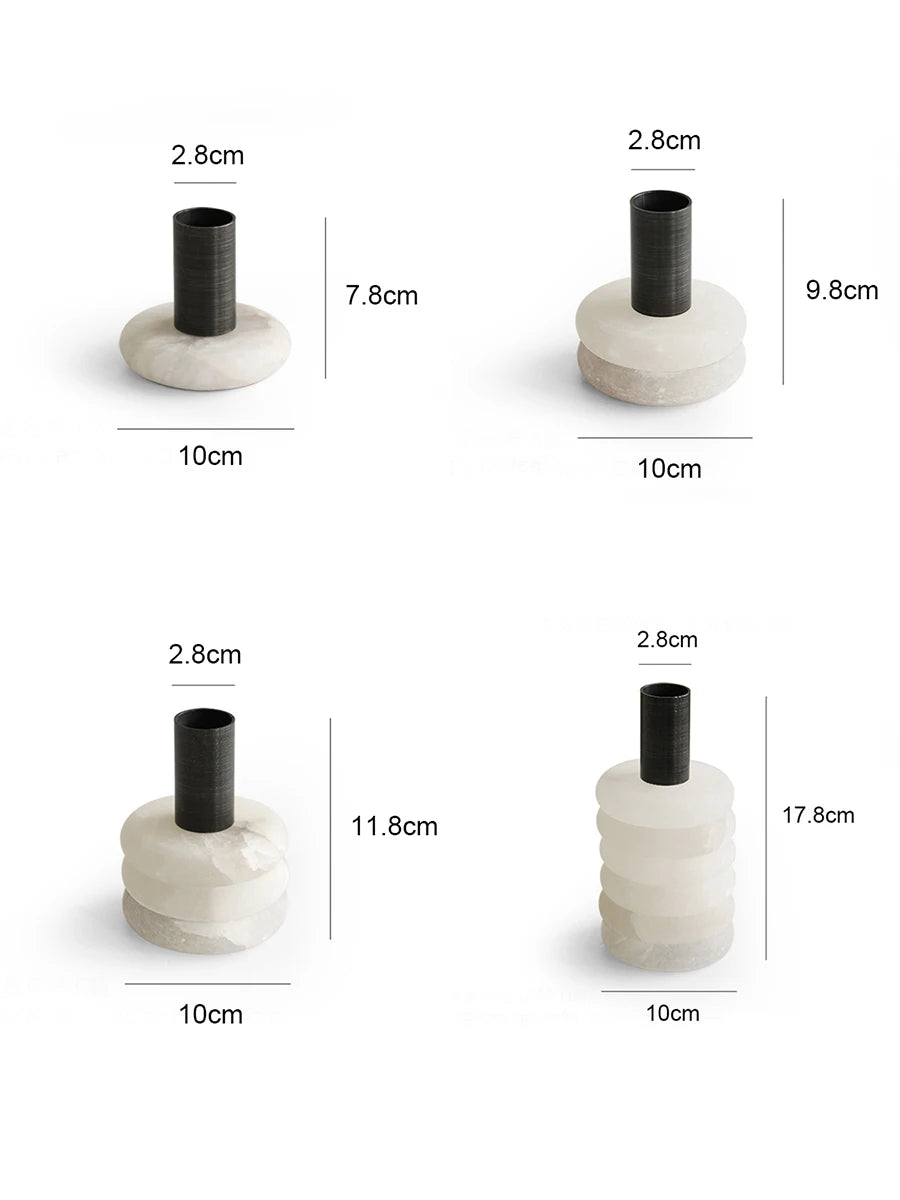 Onyx White Marble Vase-Modern Interiors-Home Accessories-Velvet&Vigor