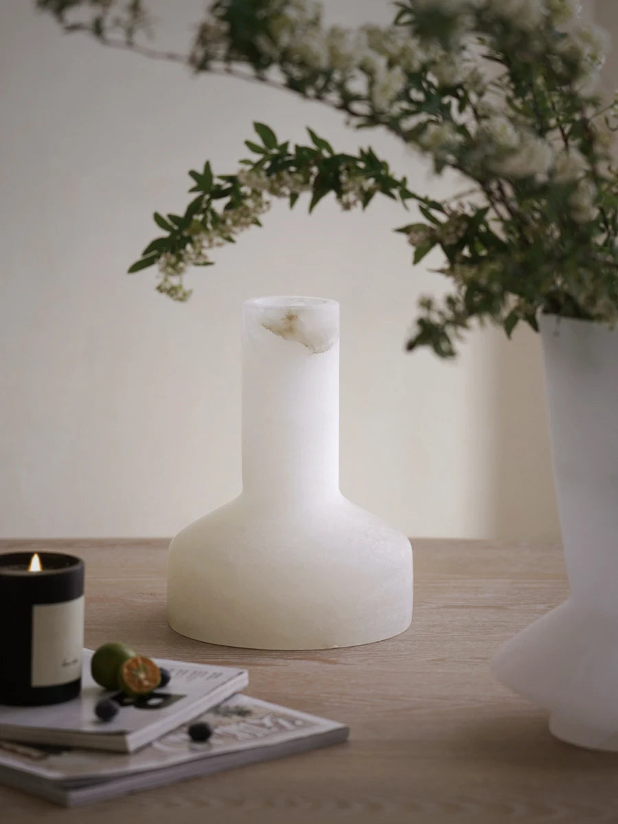White Marble Vase | Decorative Centrepiece for Table