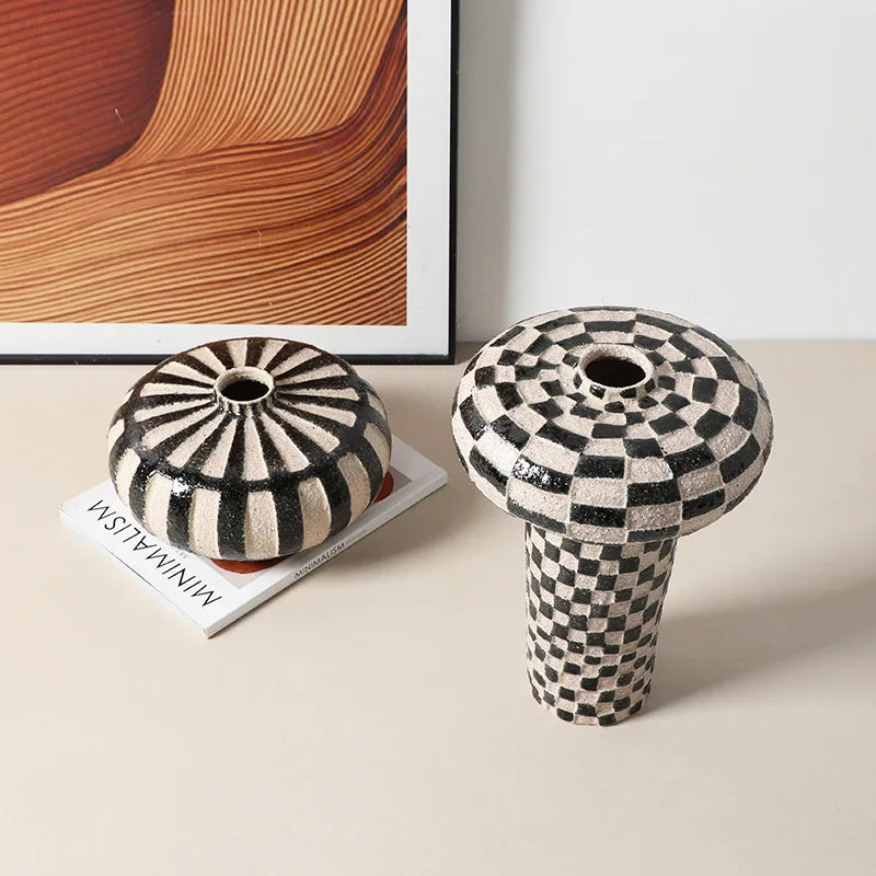 Alice Handmade Vase-Black, White-Modern Interiors-Decorative Accessories-Velvet&Vigor