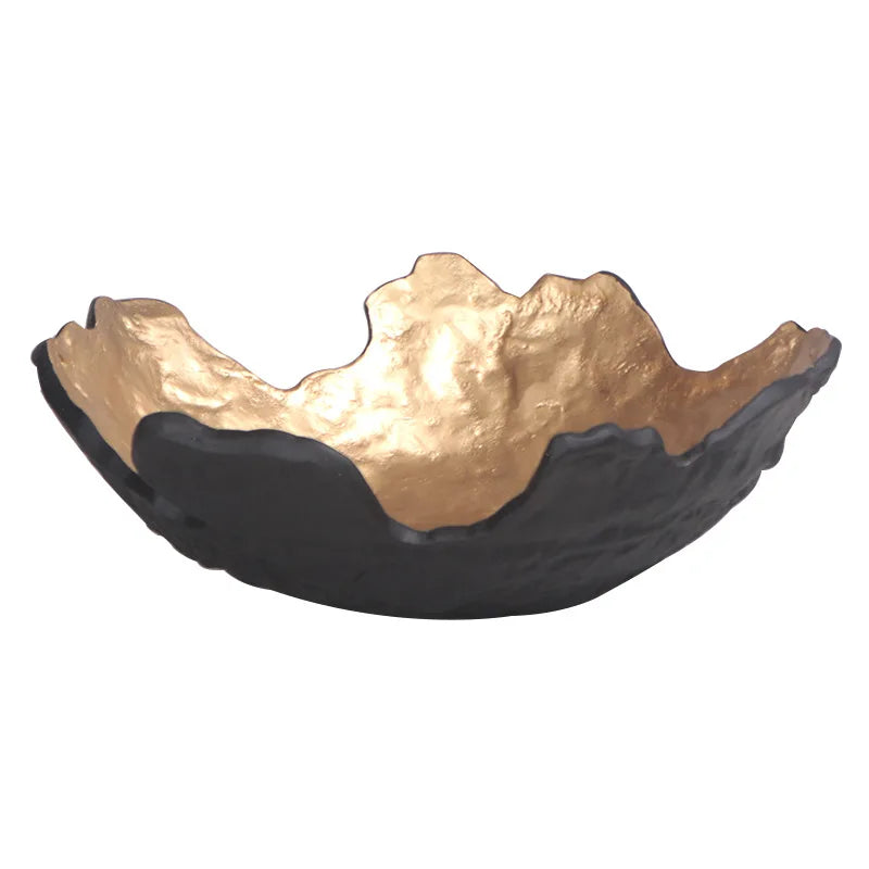 Velvet & Vigor Handcrafted Irregular Bowl- Desktop Storage-Media Wall Accessories-Gold;Black