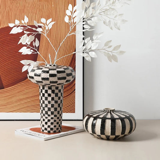 Alice Handmade Vase-Black, White-Modern Interiors-Decorative Accessories-Velvet&Vigor