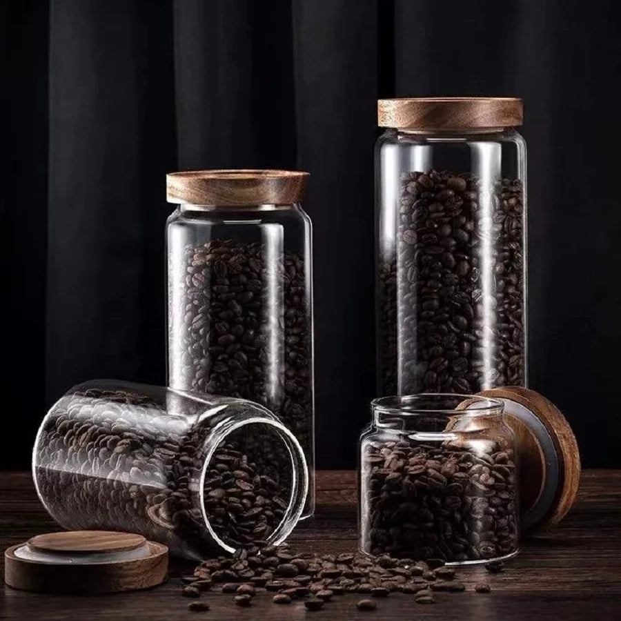 Glass Jars with Wooden Lids-Kitchen Storage-Unique Kitchenware-Velvet & Vigor