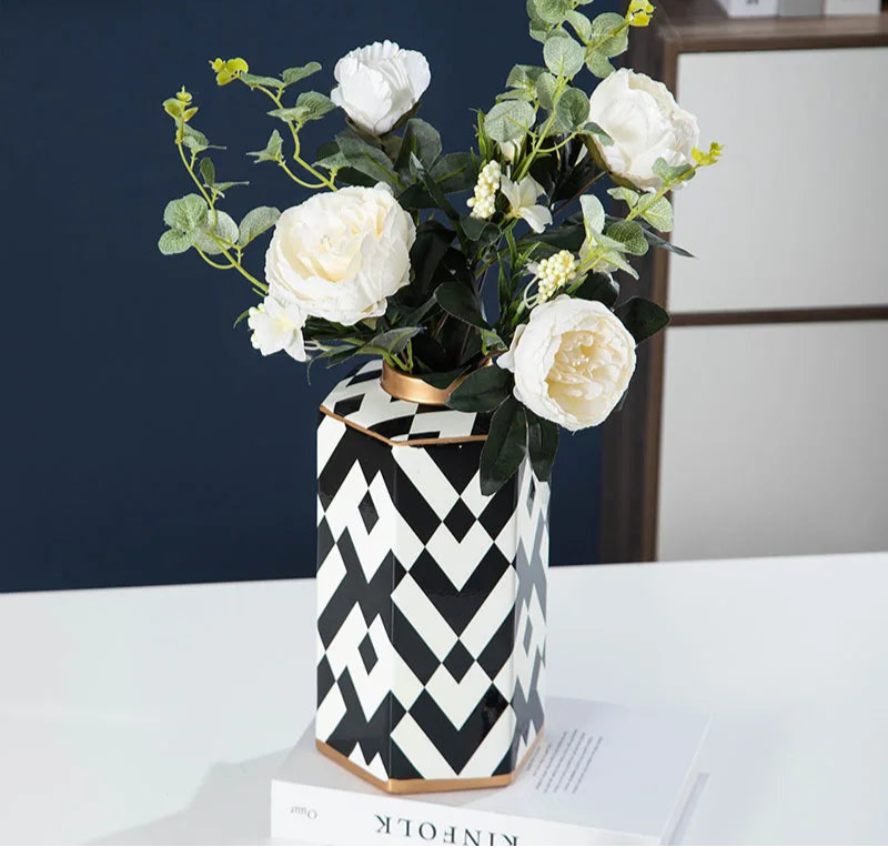 Victoria Decorative Ginger Jar-Geometric Print-Home Accessories-Velvet&vigor