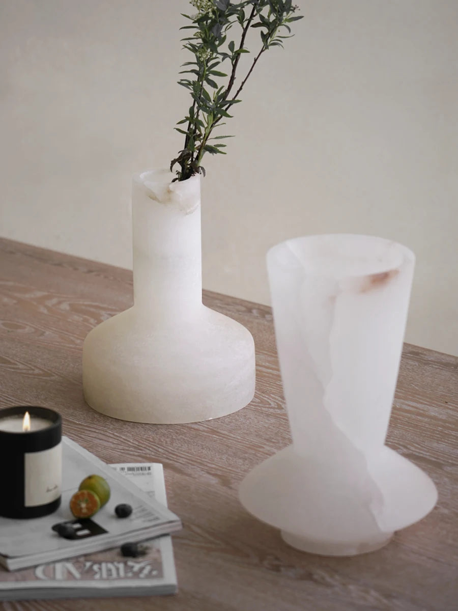 White Marble Vase | Decorative Centrepiece for Table