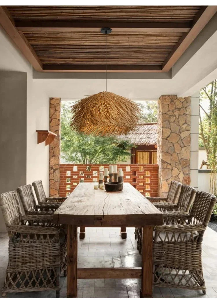Wabi-sabi Style Rattan Chandelier