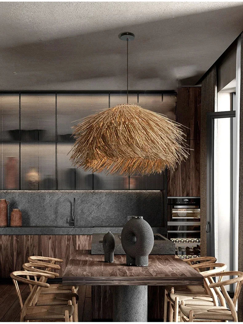 Wabi-sabi Style Rattan Chandelier