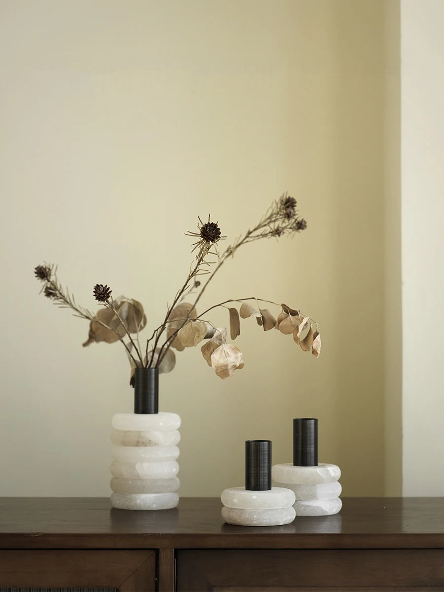 Onyx White Marble Vase-Modern Interiors-Home Accessories-Velvet&Vigor