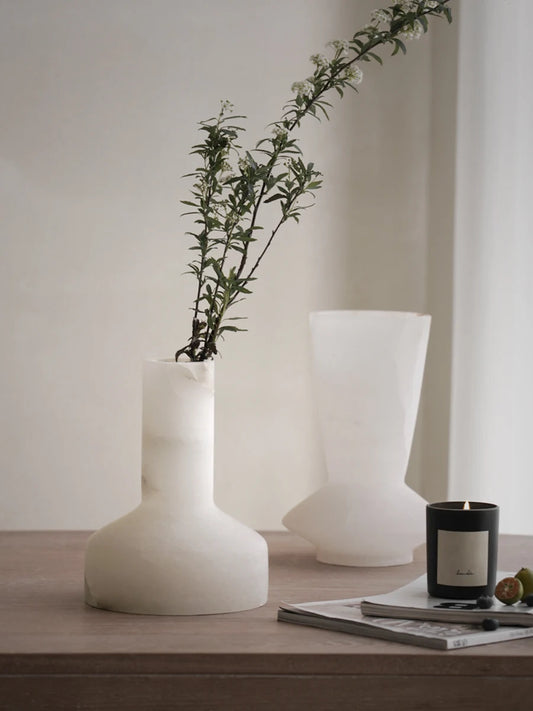 White Marble Vase | Decorative Centrepiece for Table