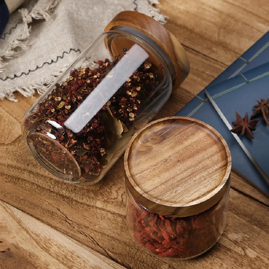 Glass Jars with Wooden Lids-Kitchen Storage-Unique Kitchenware-Velvet & Vigor