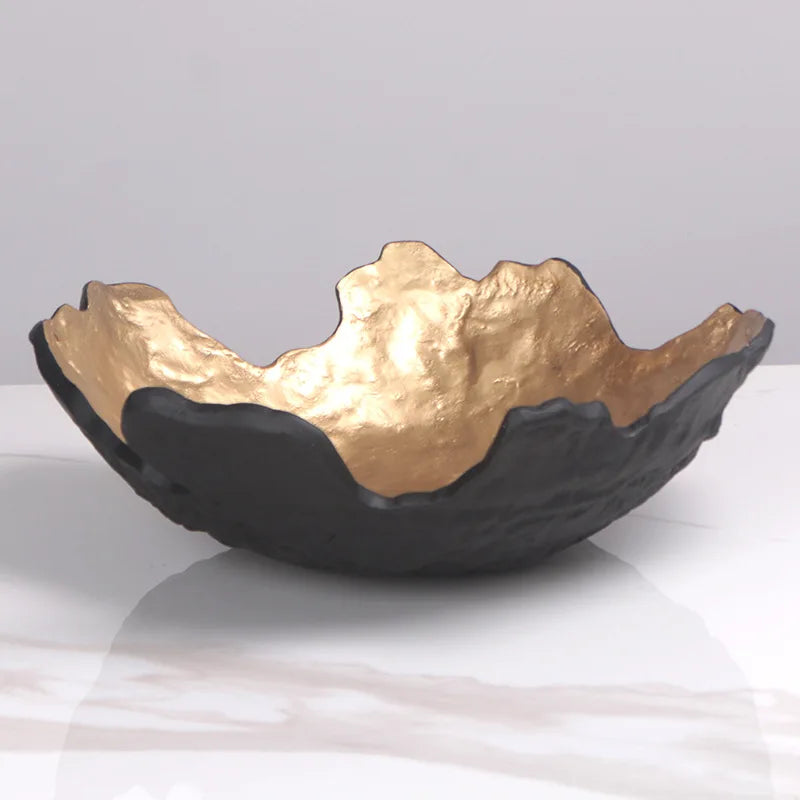 Velvet & Vigor Handcrafted Irregular Bowl- Desktop Storage-Media Wall Accessories-Gold;Black