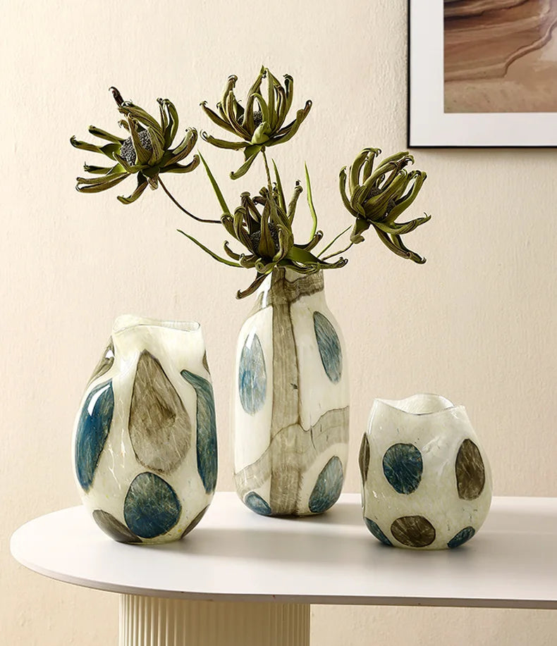 Velvet & Vigor Art Deco Vase-Unique Home Decor-Media Wall Accessories-Cream;Green;Blue