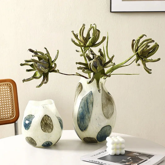 Velvet & Vigor Art Deco Vase-Unique Home Decor-Media Wall Accessories-Cream;Green;Blue