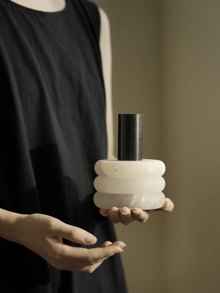 Onyx White Marble Vase-Modern Interiors-Home Accessories-Velvet&Vigor