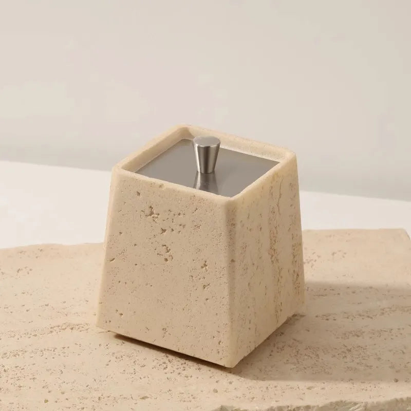 Marble Storage Box-Gold Lid-Modern Bathroom Storage-Velvet & Vigor