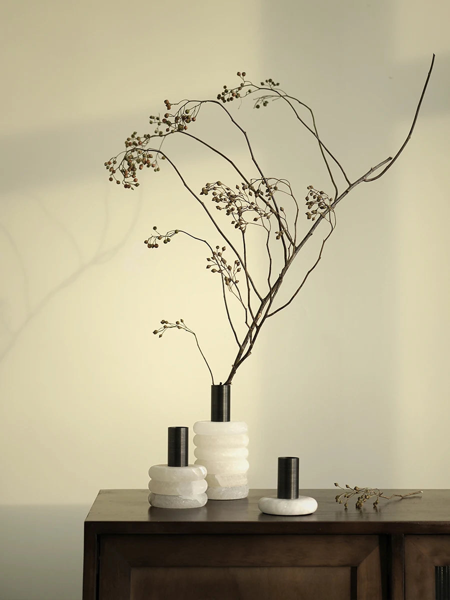 Onyx White Marble Vase-Modern Interiors-Home Accessories-Velvet&Vigor