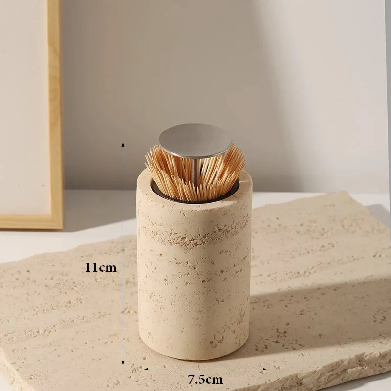 Marble Toothpick Holder-Modern Bathroom Storage-Velvet & Vigor