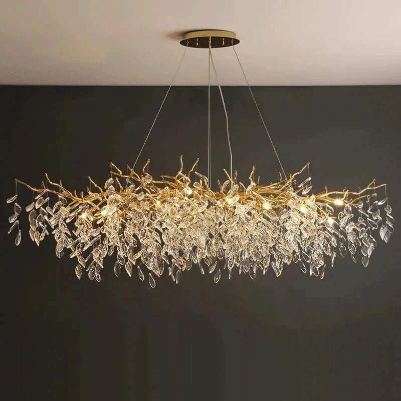 Luxury Gold Crystal LED Chandeliers | Living/Dining Room Lighting - Velvet&Vigor