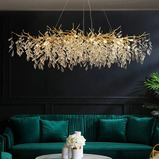 Luxury Gold Crystal LED Chandeliers | Living/Dining Room Lighting - Velvet&Vigor