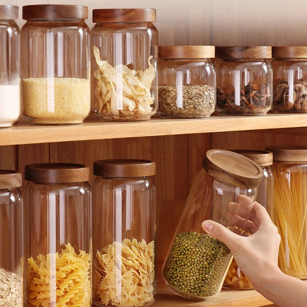 Glass Jars with Wooden Lids-Kitchen Storage-Unique Kitchenware-Velvet & Vigor