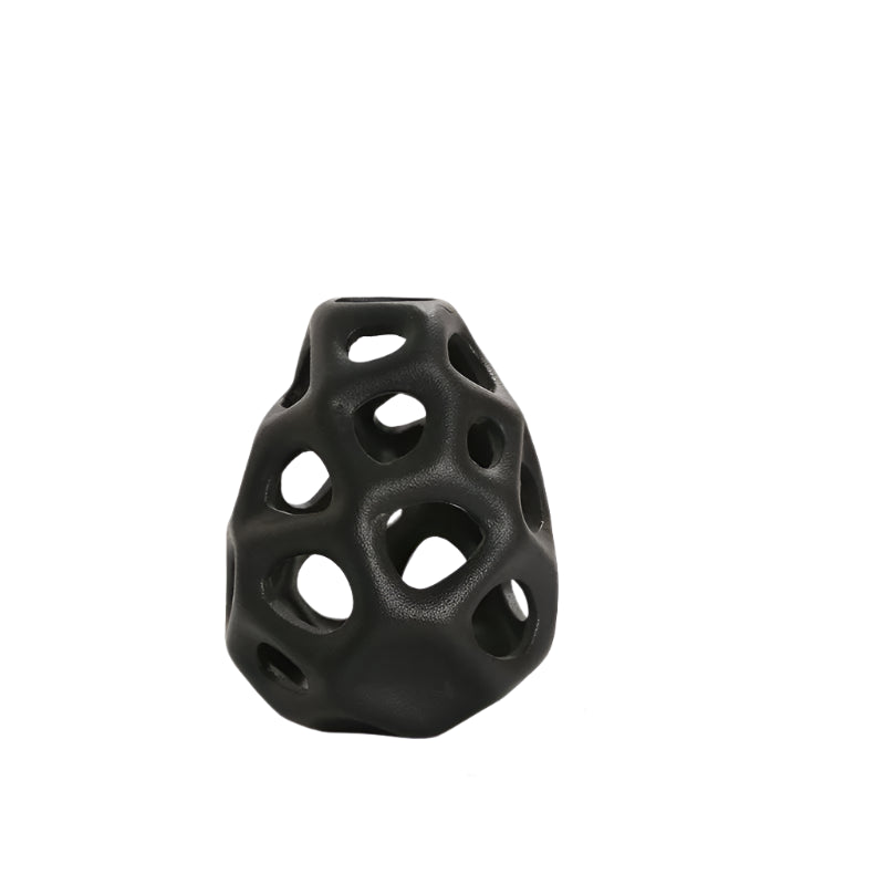 Ceramic Hollow Cut Out Vase-White;Black-Modern Home Decor-Velvet&Vigor