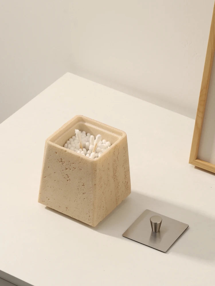 Marble Storage Box-Gold Lid-Modern Bathroom Storage-Velvet & Vigor