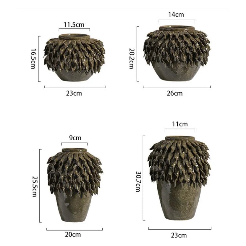 Green Ruffle Flower Vase-Media Wall Accessories-Unique Home Decor-Velvet & Vigor