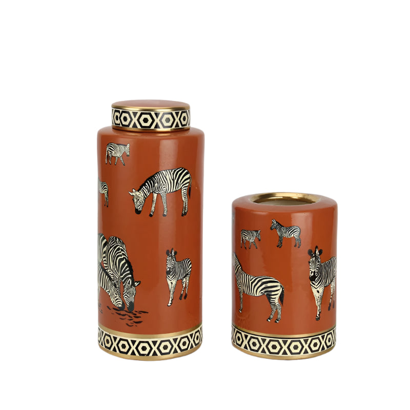 Zayda Decorative Jar-Geometric Print-Home Accessories-Velvet&Vigor