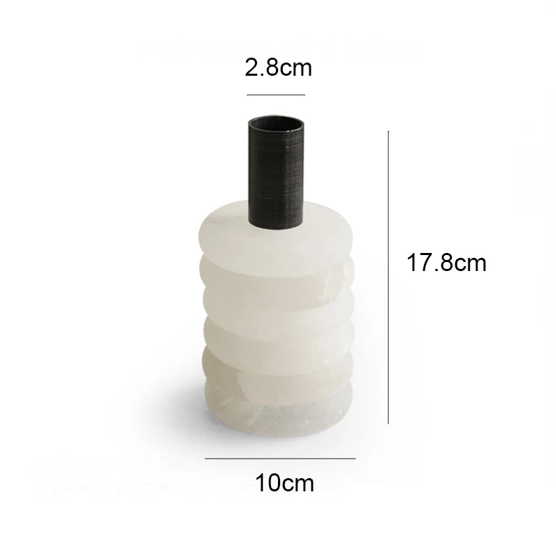 Onyx White Marble Vase-Modern Interiors-Home Accessories-Velvet&Vigor