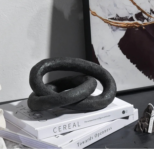 Black Knot Sculpture-Modern Decorative Accessories-Media Wall-Velvet & Vigor