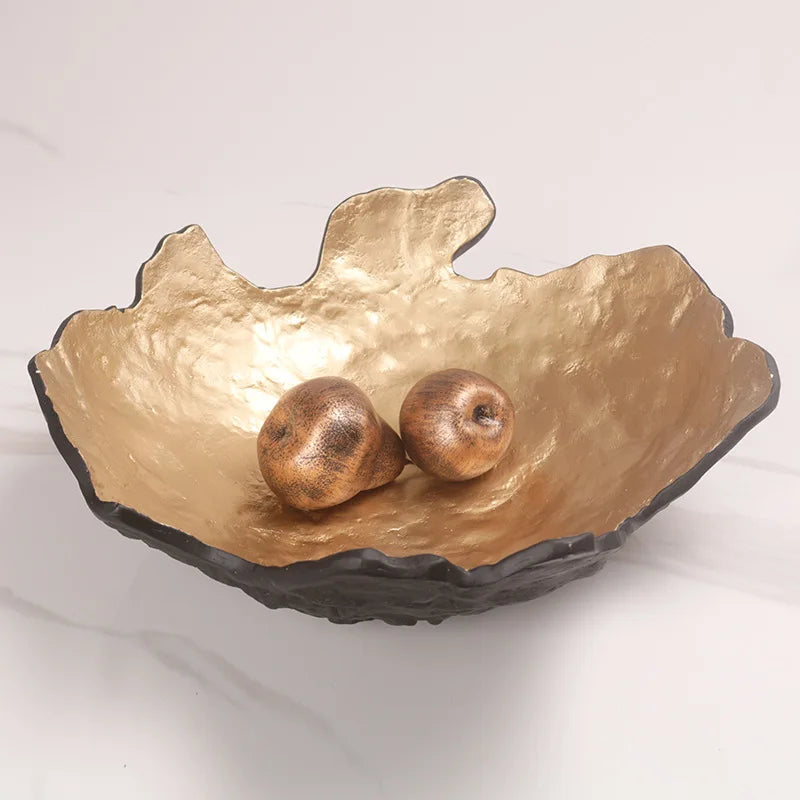 Velvet & Vigor Handcrafted Irregular Bowl- Desktop Storage-Media Wall Accessories-Gold;Black