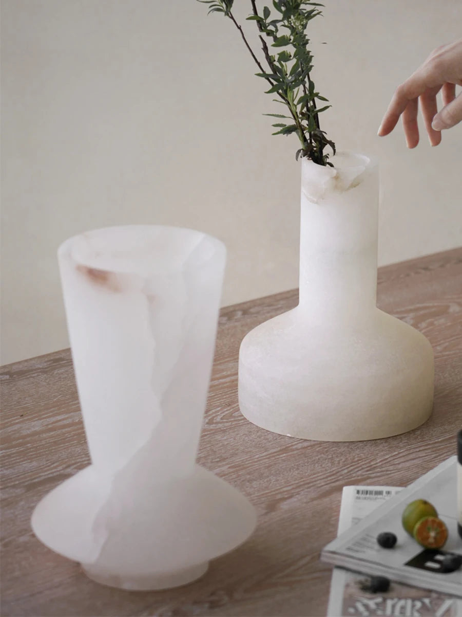 White Marble Vase | Decorative Centrepiece for Table